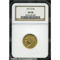 1911-D $5 AU58 NGC. Just a trace of friction