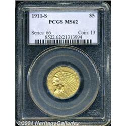 1911-S $5 MS62 PCGS. Sharply struck with