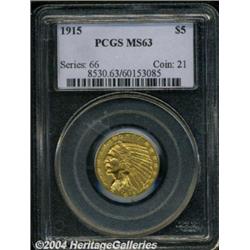 1915 $5 MS63 PCGS. Rich orange-gold color and