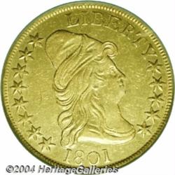 1801 $10 AU Details, Obverse Graffiti, NCS.