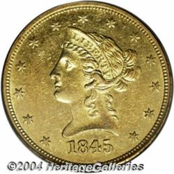 1845-O $10 AU55 PCGS. Nicely detailed for the