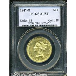 1847-O $10 AU58 PCGS. Breen-6881. A bold and