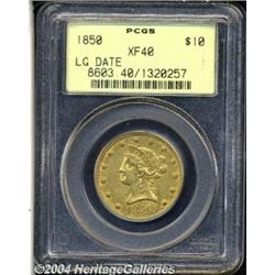 1850 $10 Large Date XF40 PCGS. Lustrous for