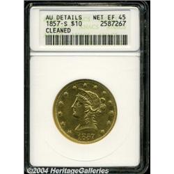 1857-S $10--Cleaned--ANACS. AU Details, Net