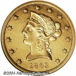 1863-S $10--Cleaned--ANACS. AU Details, Net