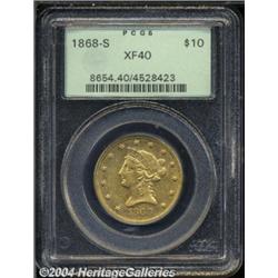 1868-S $10 XF40 PCGS. A scarce, low mintage