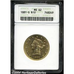 1881-S $10 MS62 ANACS. Well struck with highly