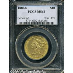 1888-S $10 MS62 PCGS. Somewhat softly struck