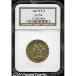 1891-CC $10 AU53 NGC. Variety 3-C. The second