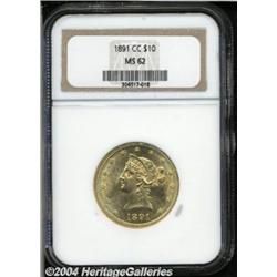 1891-CC $10 MS62 NGC. A boldly struck Carson