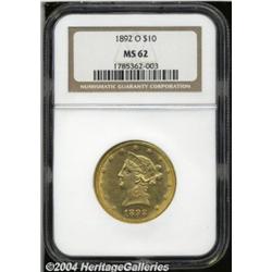 1892-O $10 MS62 NGC. Minor scuffiness overall.