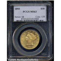 1893 $10 MS63 PCGS. Bright honey-gold color