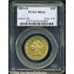 1893-O $10 MS62 PCGS. A lustrous golden-orange