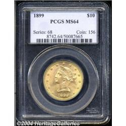 1899 $10 MS64 PCGS. This exquisitely struck