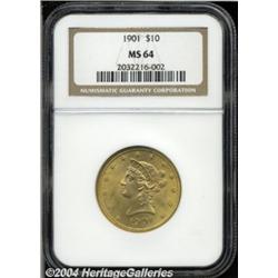 1901 $10 MS64 NGC. Well struck with shimmering
