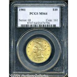 1901 $10 MS64 PCGS. Outstanding eye appeal,