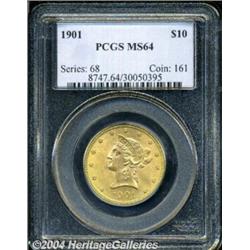 1901 $10 MS64 PCGS. Sharply struck and