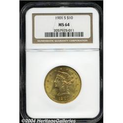 1901-S $10 MS64 NGC. Fully struck with the