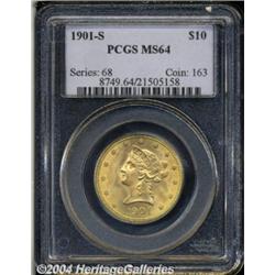 1901-S $10 MS64 PCGS. Fully struck with