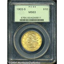 1903-S $10 MS63 PCGS. Well struck with deep