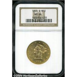 1903-S $10 MS64 NGC. Well struck, save for