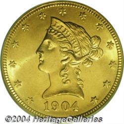 1904 $10 MS64 PCGS. Crisply defined with rich,