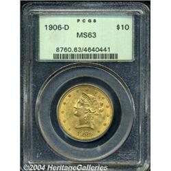 1906-D $10 MS63 PCGS. A fresh and original
