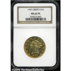 1907 $10 MS62 Prooflike NGC. A bright