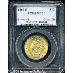 1907-S $10 MS62 PCGS. Long an unsung rarity