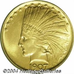 1907 $10 No Motto MS63 PCGS. An extraordinary