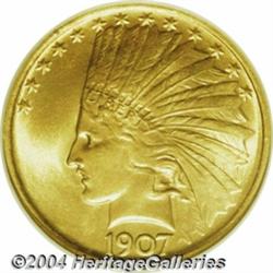 1907 $10 No Motto MS64 NGC. An above average