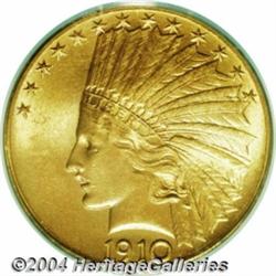 1910 $10 MS65 PCGS. Gem ten Indians are of the