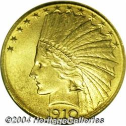 1910-D $10 MS65 NGC. Pronounced matte-like