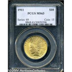 1911 $10 MS63 PCGS. Boldly struck, with minor