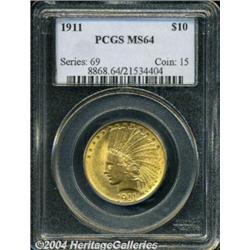 1911 $10 MS64 PCGS. Sharp and lustrous, but