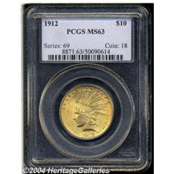 1912 $10 MS63 PCGS. A lustrous and suitably