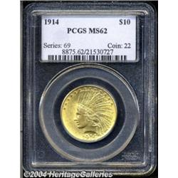 1914 $10 MS62 PCGS. Boldly struck with rich
