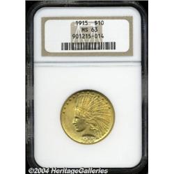 1915 $10 MS63 NGC. Sharply struck with satiny