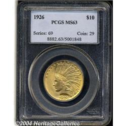 1926 $10 MS63 PCGS. A bright yellow-gold