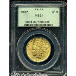 1932 $10 MS64 PCGS. Delicate pinkish-orange