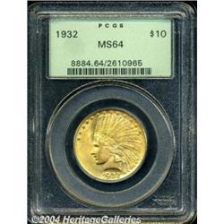 1932 $10 MS64 PCGS. Vibrant, well frosted