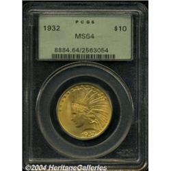 1932 $10 MS64 PCGS. A satin-textured example