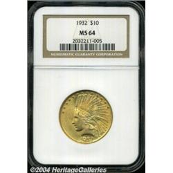 1932 $10 MS64 NGC. Well struck and fully