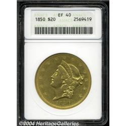 1850 $20 XF40 ANACS. A nicely-detailed