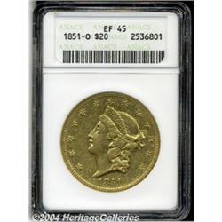 1851-O $20 XF45 ANACS. Bright luster outlines