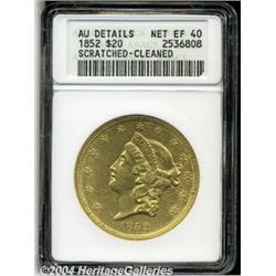 1852 $20--Scratched, Cleaned--ANACS. AU