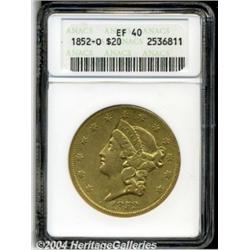 1852-O $20 XF40 ANACS. This common date O-mint