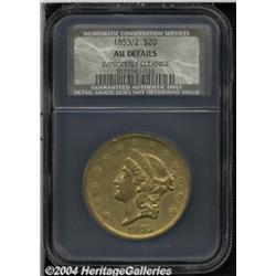 1853/2 $20 AU50 Details, Improperly Cleaned,
