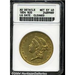 1854 $20 Large Date--Cleaned--ANACS. AU