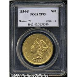 1854-S $20 XF45 PCGS. Unusual to locate as a
